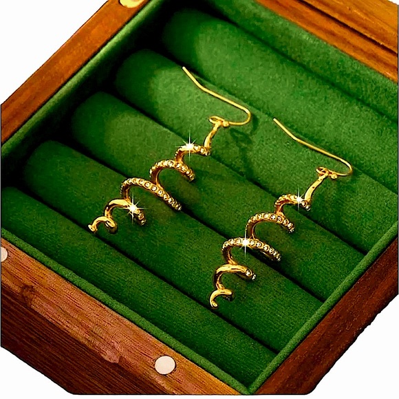 ALEXIS BITTAR Miss Havisham Gold Crystal Dusted Coiled Drop Earrings - Picture 1 of 8